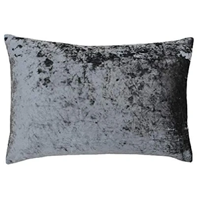 Image of Paoletti Verona Crushed Velvet Rectangular Feather Filled Cushion Grey One Size