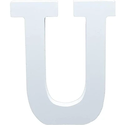 Image of White Wooden MDF Letter U Size 13cm Tall Free Standing Letters for Arts &amp; Crafts Personalized Name Decor