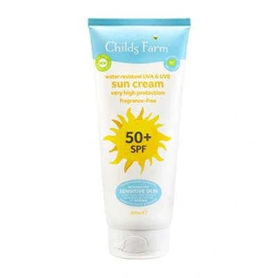Image of Childs Farm Kids and Baby Sun Cream SPF 50plus Water Resistant UVA UVB Very High Protection Suitable for Dry, Sensitive Eczema prone Skin 200ml