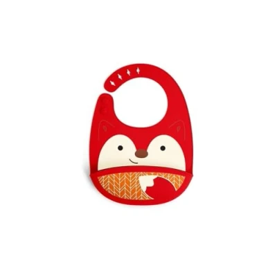 Image of Skip Hop Zoo Fold and Go Silicone Bib Fox, Red