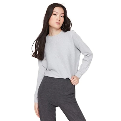 Image of Trendyol Women Regular Basic Crew Neck Knit Blouse Grau