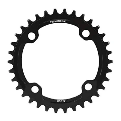 Image of Keenso Bike Chainring, Aluminum Alloy 34t Mountain crank Single Chain Ring 104mm BCD Bicycle Chainring MTB Parts (34T Black) 32 t kettingblad