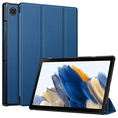 Image of FINTIE Slim Case for Samsung Galaxy Tab A8 10.5 inch 2021 Model (SM X200/X205), Super Thin Lightweight Hard Back Shell Tri Fold Stand Cover with Auto Wake/Sleep, Marine Blue