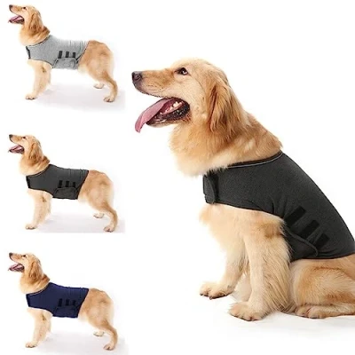Image of Haokaini Anti Anxiety Dog Jacket Calming Coat Pet Stress Relief Shirt Warm Vest Lightweight Thunder Wrap Jacket(Dark Grey,M)