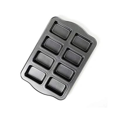 Image of Kilimazart Non Stick Mini Loaf Pan Cake Bread Baking Tray Carbon Steel Bakeware 8 Cavity (Gray)