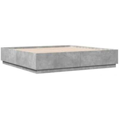 Image of vidaXL Bed Frame with LED without Mattress Concrete Grey 200x200 cm