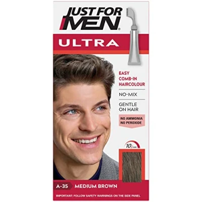 Image of Just For Men Ultra Medium Brown Hair Colour Dye Short Hair, Comb Away The Greys A35