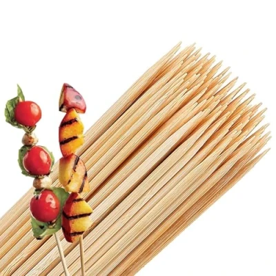 Image of 300pc Bamboo Kebab Skewers, 25cm Biodegradable Wooden BBQ Sticks for Meat, Vegetables, Fruit, Sweets, Candy Floss and Platters (300)