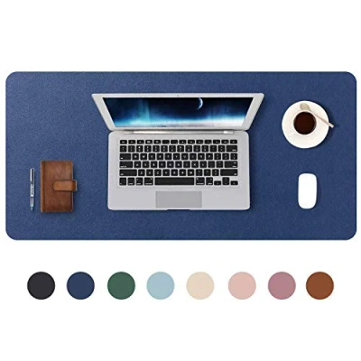 Image of DOBAOJIA Extended Mouse Pad Desk Large 31.5&quot; X 15.7&quot; Mat XL Blotter Writing for Laptop/Office/Home, PU Leather Waterproof +Suede Non Slip (Dark Blue)