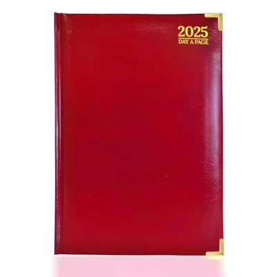 Image of G4GADGET Luxury 2025 A4 Burgundy/Red Day A Page Diary Padded Front &amp; Hardback Cover Gilt Edges