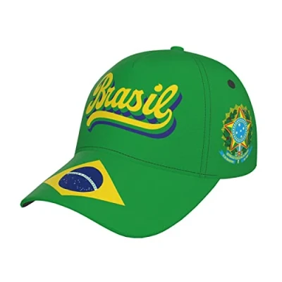 Image of RFSHOP Brasil Brazil Flag Baseball Cap Full Print Adult Men Hat Patriotism Supporter Soccer Caps Black