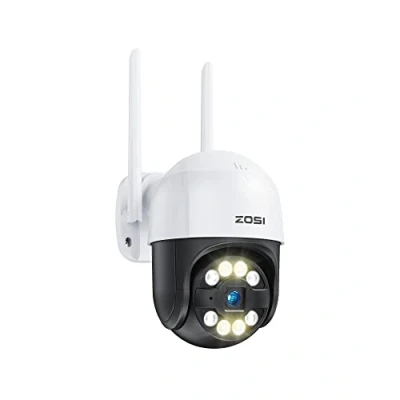 Image of ZOSI 2K WiFi Camera Outdoor, 360 Pan/Tilt Home Security CCTV Camera, Color Night Vision, Person Vehicle Detection, Auto Tracking, Light Siren, 2 Way Audio, Alexa, Cloud &amp; SD Card Storage, C289