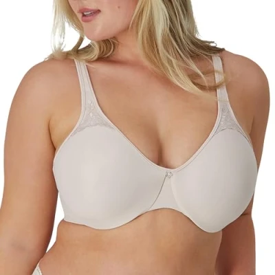 Image of Bali Women&#039;s Minimizer, Passion for Comfort Full Coverage Underwire Bra, Seamless Cups, Opaque, Sandshell, 34DD