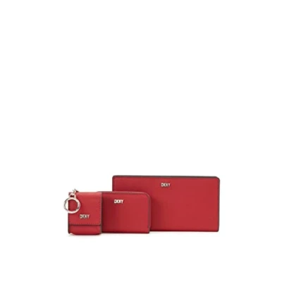 Image of DKNY Women&#039;s Casual Phoenix 3 in 1 Box Set Classic Wallet, BRT RED/Silver, One Size, Wallet