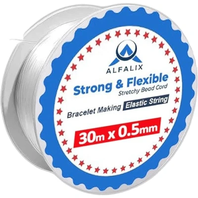 Image of Pack of 3 30mx0.5mm Clear elastic Thread Bracelet making Strong &amp; Stretchy String, Durable Transparent, for Jewellery Beading DIY Craft Projects String