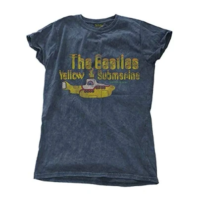 Image of The Beatles T Shirt Yellow Submarine Womens Blue Super Skinny Fit Snow Wash L