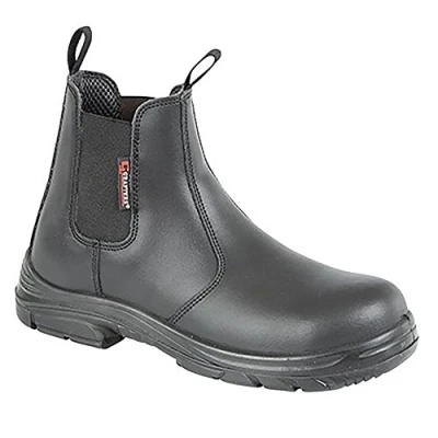 Image of MENS GRAFTERS BLACK LEATHER WIDE FITTING SAFETY DEALER BOOTS SIZE 613 M9502A