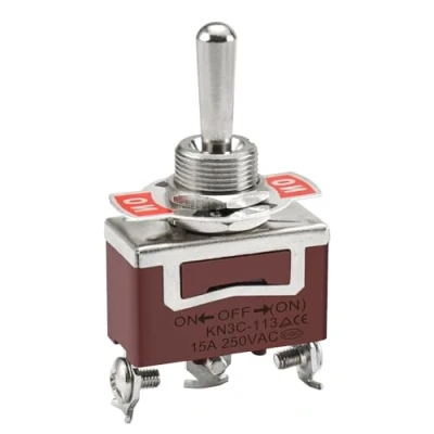 Image of Heschen metal toggle switch SPDT, KN3C 113, ON/OFF/(ON) side momentary 3 position 15A 250VAC