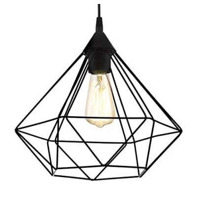 Image of Eglo Tarbes Vintage/Retro Pendant Light, Steel, Plastic and Black Colour Ceiling lamp, E27 Socket, Ø 32.5 cm/12.7 inches