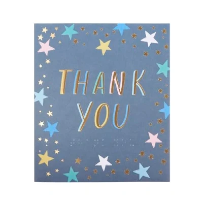 Image of UK Greetings Thank You Card for Him/Her/Friend Embossed Braille Design