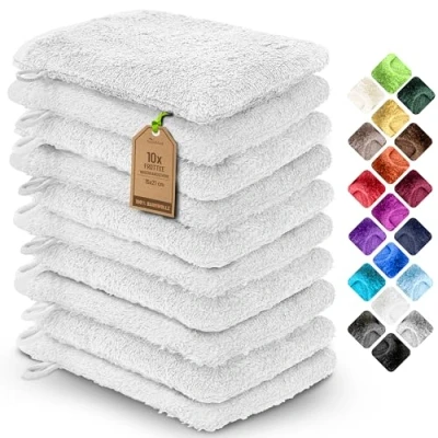 Image of NatureMark 10 Bath Gloves, White, Pack of 15 x 21 cm
