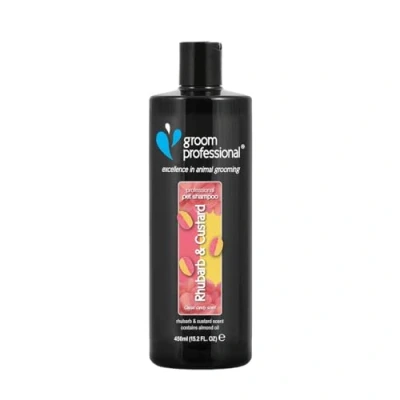 Image of GROOM PROFESSIONAL Rhubarb &amp; Custard Dog Shampoo Deep Cleansing for Smelly Dogs Cleans and Removes Odours Leaves Coat Soft Manageable Sweet Scent, 450ml