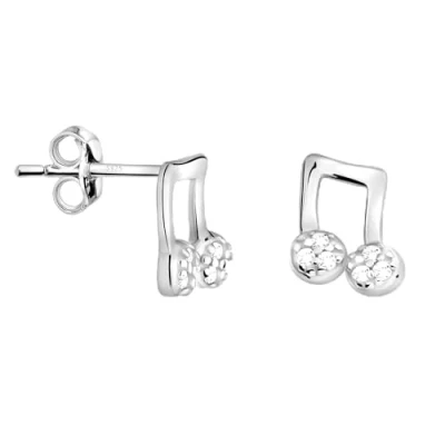 Image of SOFIA MILANI Women&#039;s Earrings 925 Silver with Zirconia Stones Eighth note music Stud Earring E2415