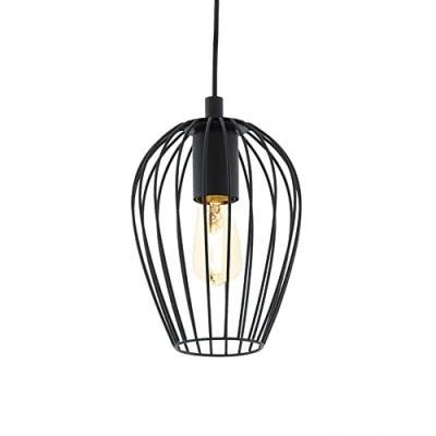 Image of EGLO Pendant lamp Newtown, 1 Flame Vintage lamp, Retro Hanging Made of Steel, Black, E27 Socket, Ø 16 cm
