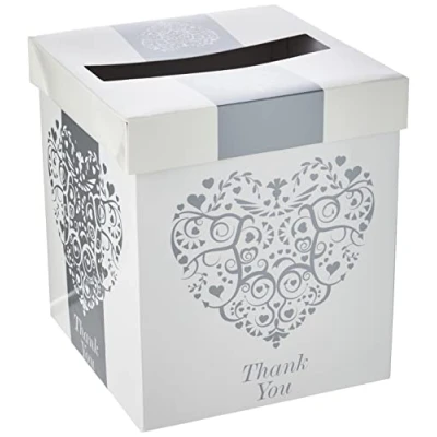 Image of Neviti Vintage Romance Post Box, Paper, Silver, 21 x 25 cm