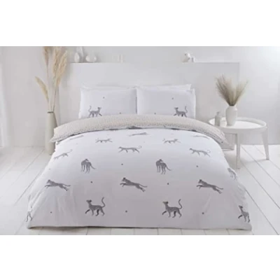 Image of Rapport Home Furnishings Leopard Natural Duvet Cover Set Reversible Recycled Polycotton Bedding Bed (King)