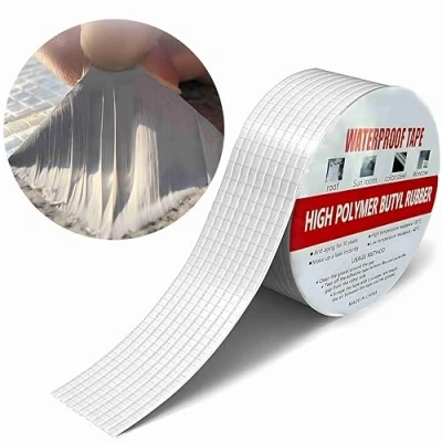 Image of Butyl Tape Waterproof Sealing 50mm x 5m, Upgraded Aluminum Foil Heavy Duty for RV Repair, Awning, Window, Glass &amp; EDPM Roof Leak Patching, Boat and Pipe Sealing, Silver (10cm 5m)