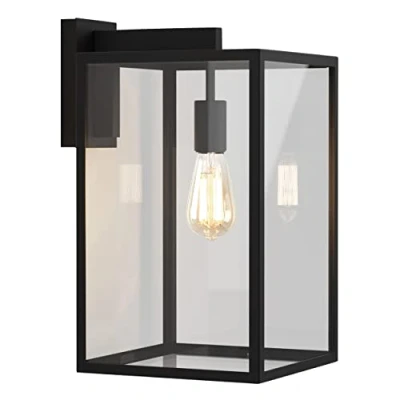 Image of Box Outdoor Wall Light Textured Black IP23, E27