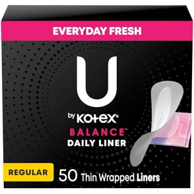 Image of U by Kotex Barely There Liners, Light Absorbency, Regular, Fragrance Free, 50 Count