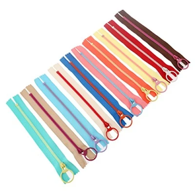 Image of 15cm Zippers for Sewing Resin Metal Ring Puller Colorful Pouch Bag DIY Craft Random Color 5 inch 10Pcs