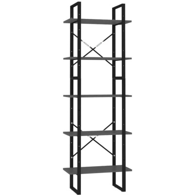 Image of vidaXL 5 Tier Book Cabinet Grey 60x30x175 cm Engineered Wood