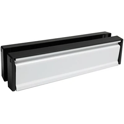 Image of 12&quot; White Anti Vandal Metal Letter Box Plate 20mm 40mm Door Thickness