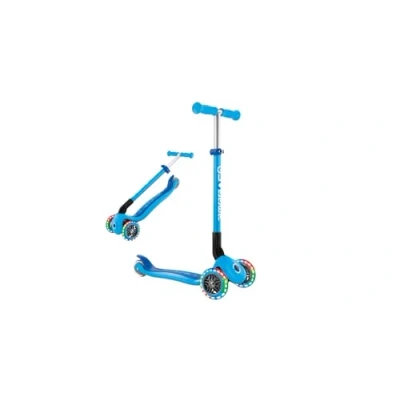 Image of Globber Primo Foldable Scooter with Light Up Wheels for Children 3 Years Plus 2 Year Warranty (Sky Blue)