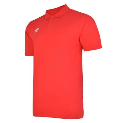Image of Umbro Mens Essential Polo Shirt (Vermillion/White) Multicolour Size Large