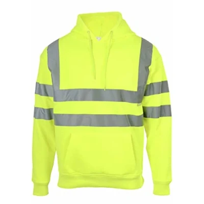 Image of KENTEX ONLINE Hi Vis High Visibility Sweatshirt Hooded Jumper Fleece Workwear Hoodie (SMALL, YELLOW)