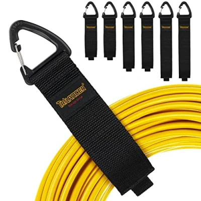 Image of Trilancer Hook and Loop Storage Straps with Triangular Buckle to Hang on Walls for Cables, Wires, Rope, Hoses, Organization Home, Garage or Workshop（2*S，2*M，2*L）