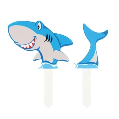 Image of CULPITT Shark Pic Cake Topper, 2 Pc, Gum Paste Decorations For Birthday Cake, Colourful Time Saving Multicolour, 21363