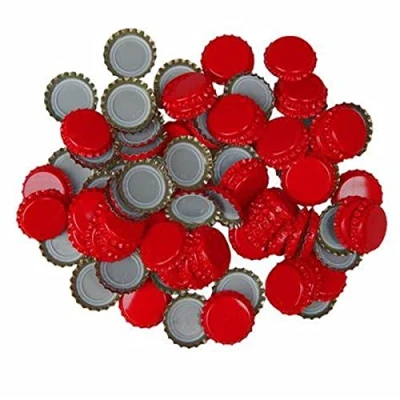 Image of Crown Caps RED Bottle Tops 100pk Beer Ale Cider Gingerbeer