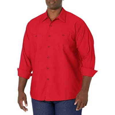 Image of Red Kap Men&#039;s Industrial Work Shirt, Regular Fit, Long Sleeve Utility Button, Medium