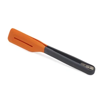 Image of Joseph Turner Tongs, Ergonomic Silicone Locks for compact storage, Dishwasher safe Grey/Orange, 24