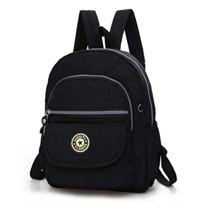 Image of Fueerton Nylon Lightweight Backpack Durable Small Daypack for Women (Black)