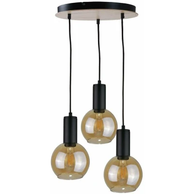 Image of Jantar Cluster Pendant Ceiling Light Wood, 30cm, 3x E27