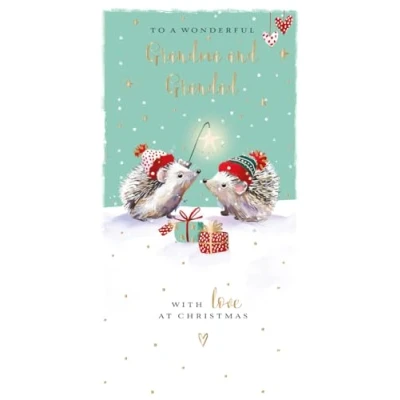 Image of The Wildlife Grandma &amp; Grandad Hedgehogs Christmas Card Xmas Greeting Cards X15403I