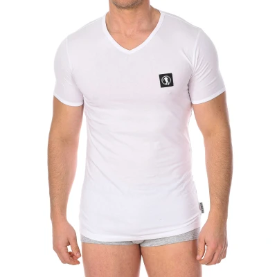 Image of Bikkembergs Mens Pack 2 Fashion Pupino T shirts White Cotton Size Large