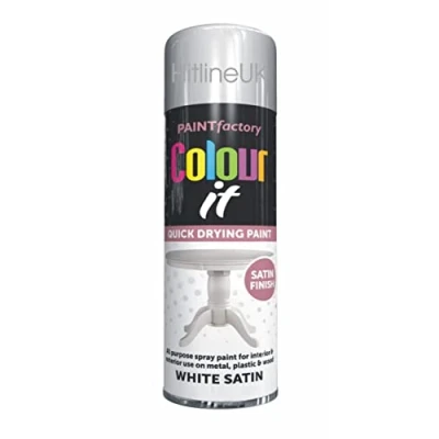 Image of Spray Paint Colour IT White Satin AEROSOL CAN DIY Plastic Metal Wood 250ML