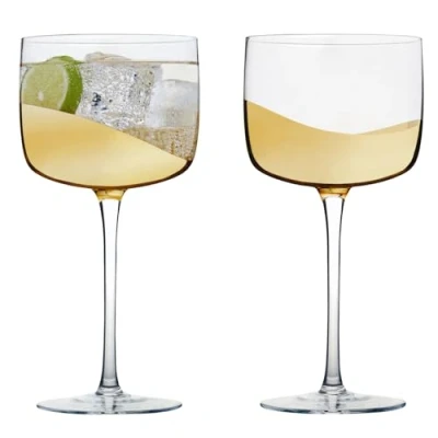 Image of Anton Studios Wave Set of 2 Gin Glasses Gold